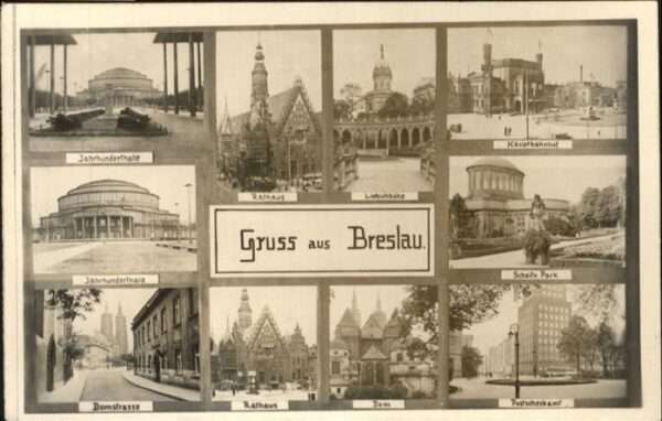 Breslau Niederschlesien Jahrhunderhalle Bahnhof Park Dom Rathau