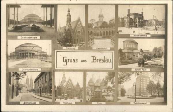 Breslau Niederschlesien Bahnhof Park Postscheckamt Dom Rathaus