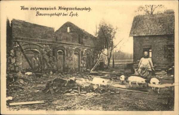 Lyck Ostpreussen Bauerngehöft Schwein