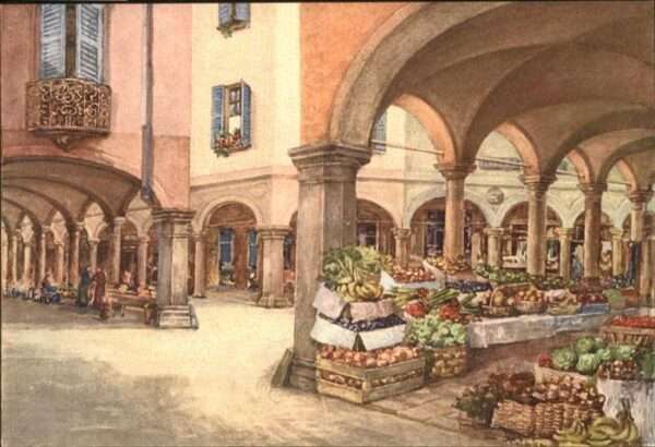 Lugano TI Via Pessina Wochenmarkt A. Veronesi