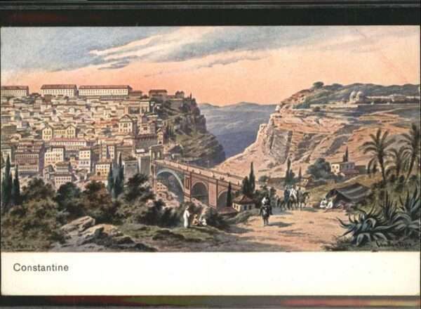 Constantine Algerien Brücke Reiter Pferde