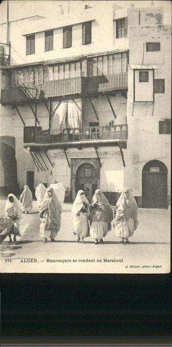 Alger Algerien Mauresques se rendant au Marabout