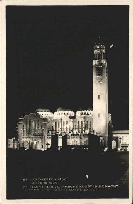 Antwerpen Anvers Tempel der Vlaamsche Kunst bei Nacht