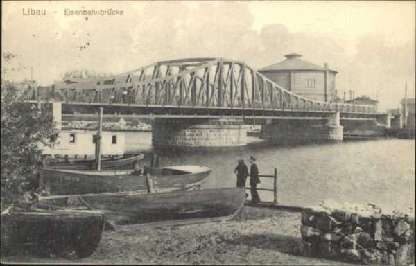 Libau Liepaja Eisenbahnbrücke Schiff