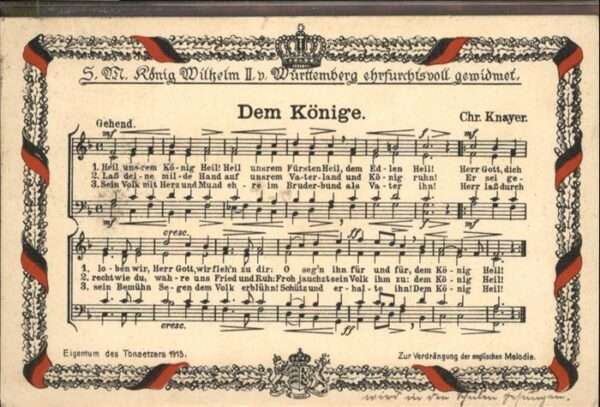 Liederkarte Dem Könige Schwarz-Rot