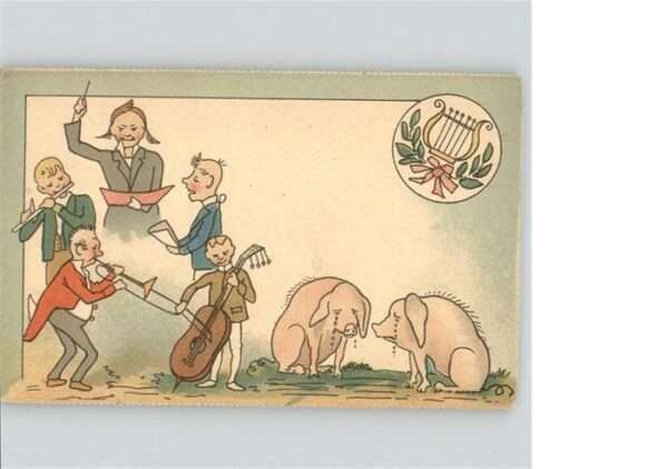 Musikanten Instrumente Schweine Harfe