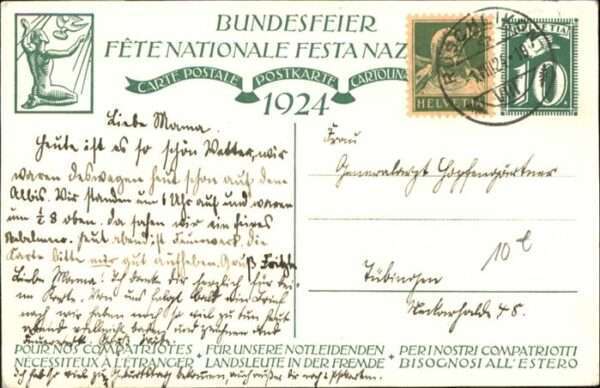 Bundesfeier Schweiz Not Leidende Landsleute Künstler Herzog – Bild 2