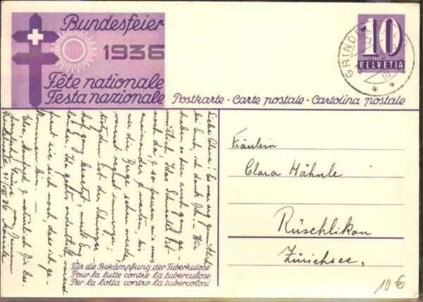 Bundesfeier Schweiz Tuberkulose Künstler E. Hermes – Bild 2
