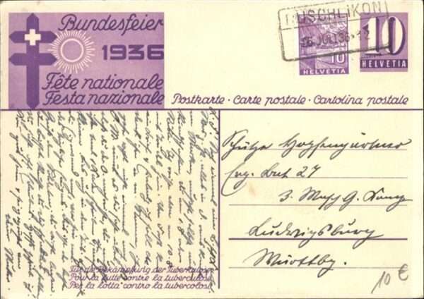 Bundesfeier Schweiz Tuberkulose Künstler E. Hermes – Bild 2