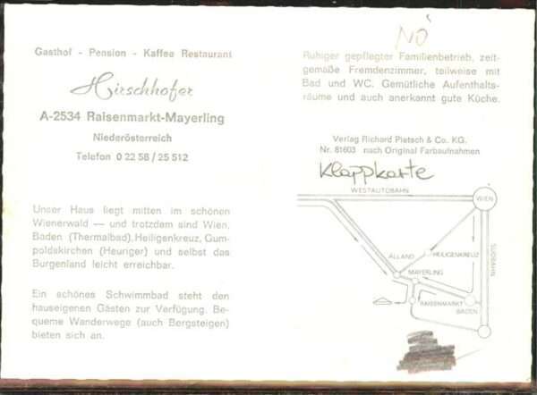 Raisenmarkt Mayerling Gasthof Pension Restaurant Hirschhofer – Bild 2