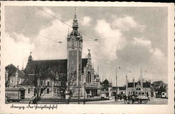 Danzig Westpreussen Bahnhof Kutsche