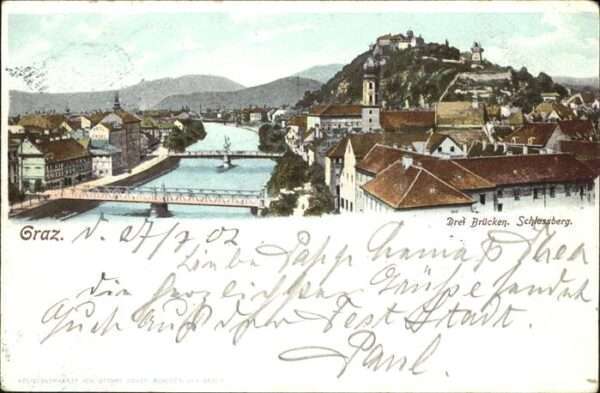 Graz Steiermark Drei Brücken Schlossberg