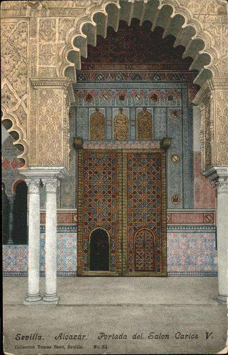 Sevilla Andalucia Alcazar Portada del Salon Carlos