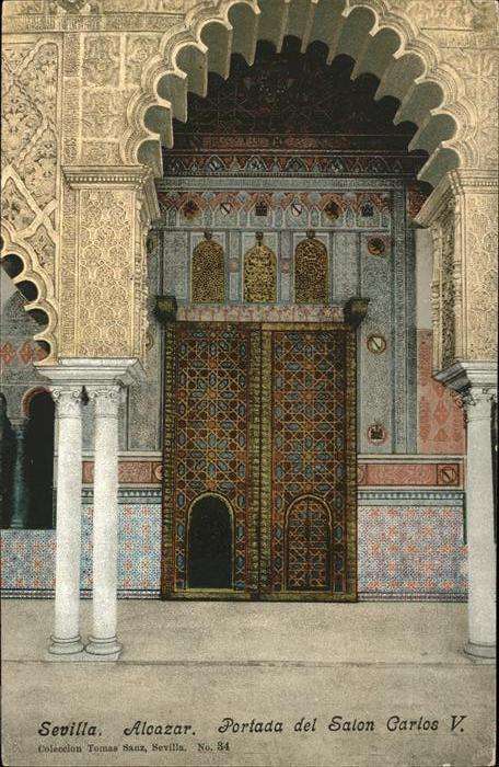 Sevilla Andalucia Alcazar Portada del Salon Carlos V