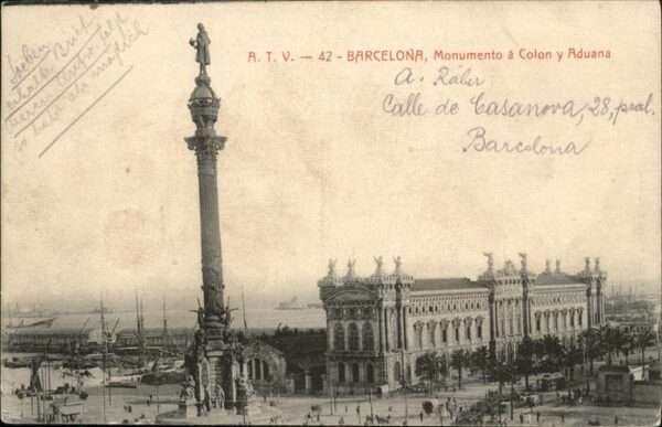 Barcelona Cataluna Monumento a Colon y Aduana