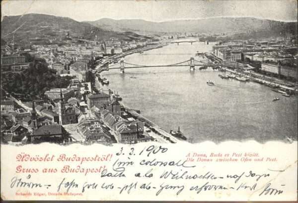 Budapest Donau zwischen Ofen und Pest