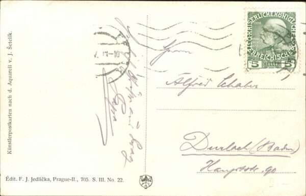 Prag Prahy Prague Künslerkarte
Aquarell von
J. Setelik – Bild 2