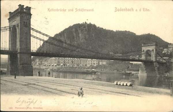 Tetschen-Bodenbach Boehmen Kettenbrücke Schäferwand