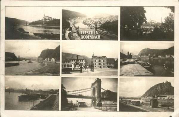 Tetschen-Bodenbach Boehmen Zug Schiff Brücke