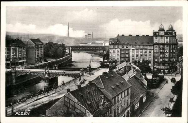 Plzen Pilsen Teilansicht Brücken