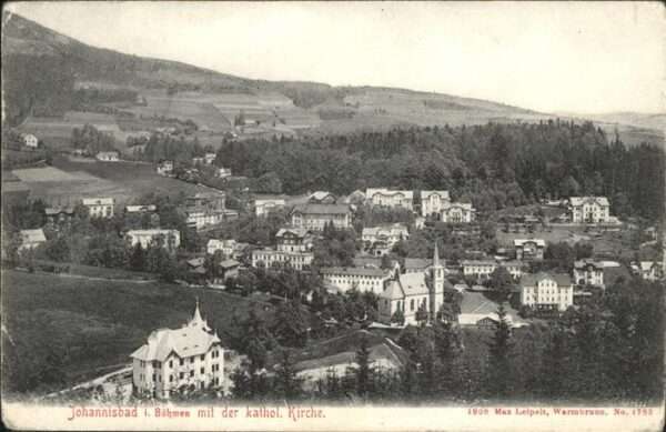 Johannisbad Riesengebirge Panorama katholische Kirche