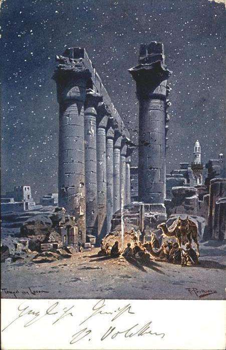 Luxor Louqsor Louksor Künstler F Perlberg Tempel Kamel
