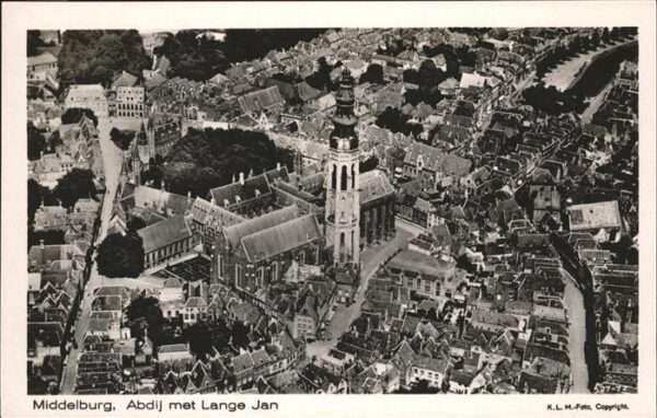 Middelburg Zeeland Adbij met Lange Jan Fliegeraufnahme