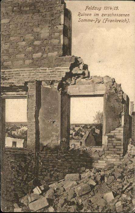 Somme-Py-Tahure Ruinen im zerschossenen Somme-Py