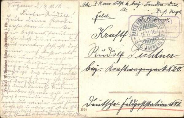 Ingersheim Haut-Rhin Feldpost Ob. Elsaß Schlachtfeld August – Bild 2