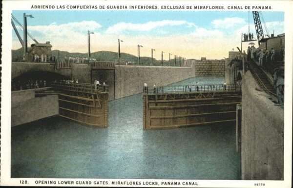 Panama City Panama Panama Canal Opening Lower Guard Gates
