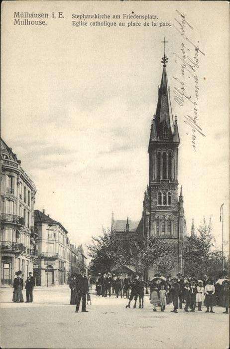 Muelhausen Elsass Stephanskirche Friedensplatz