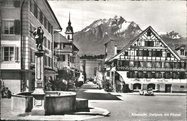 Kuessnacht Dorfplatz Pilatus Brunnen Gasthaus Enge