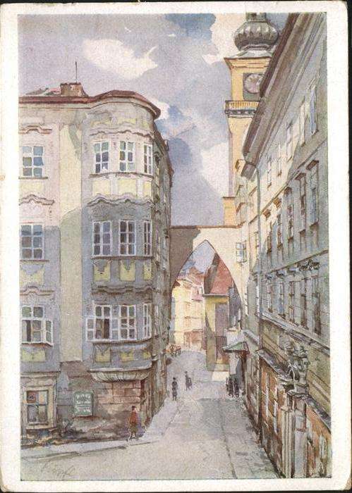 Linz Donau Domgasse Barocker Winkel Künstlerkarte