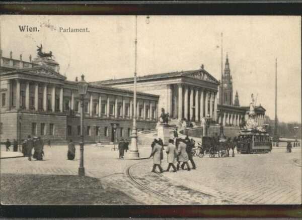 Wien Parlament Strassenbahn Kutsche