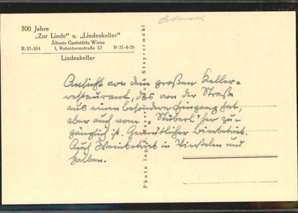 Wien Zur Linde Lindenkeller – Bild 2