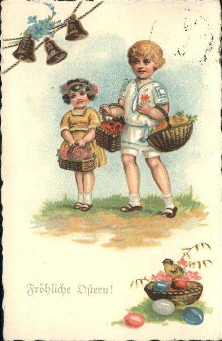 Ostern Easter Paques Kinder Korb Glocken Ostereier
