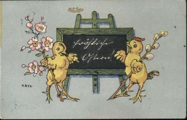 Schultafel Küken Ostern Künstler Hatz