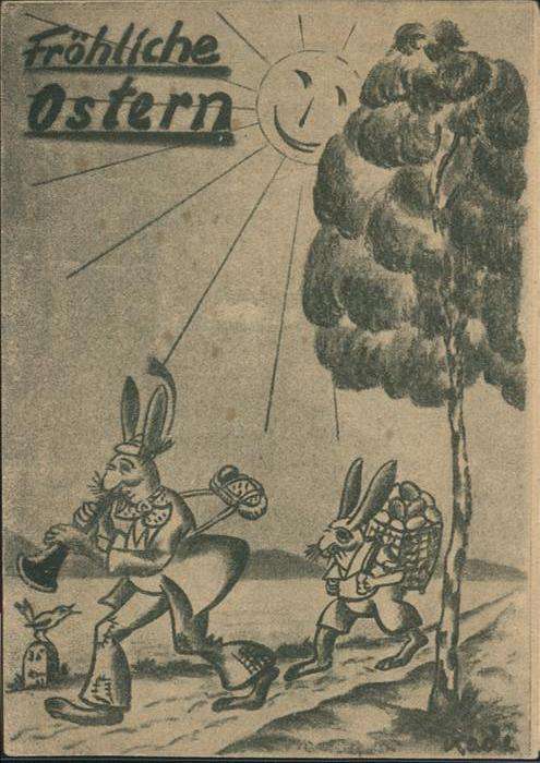 Ostern Easter Paques Hasen Trompete Ostereier