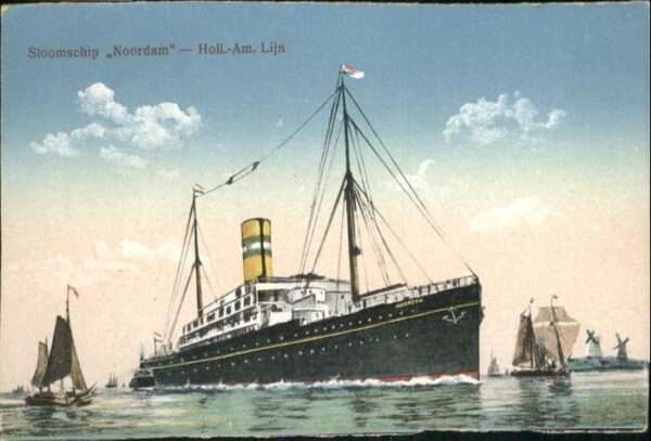 Dampfer Binnenschifffahrt Stoomschip Noordam Holl.-Am. Lijn Mühle