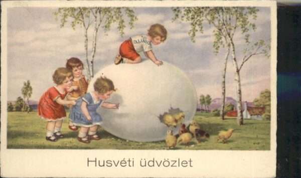 Ostern Easter Paques Küken Kinder Husveti üdvözlet