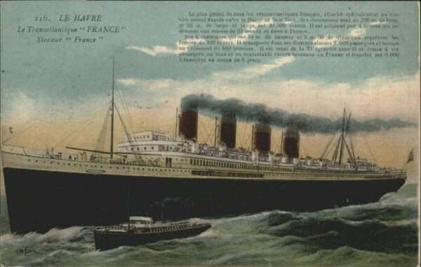 Dampfer Binnenschifffahrt Le Havre Transatlantique FRANCE