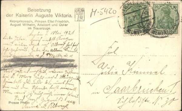 Adel Preussen Beisetzung Kaiserin Auguste Viktoria Kr – Bild 2