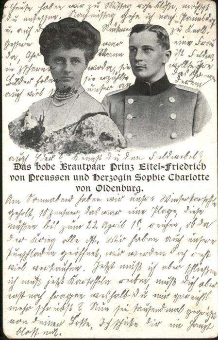 Adel Preussen Prinz Eitel Friedrich Herzogin Sophie C