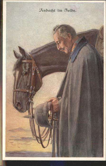 Wilhelm II Andacht im Felde Pickelhaube Pferd Küns