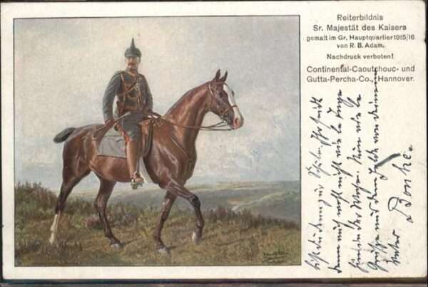 Wilhelm II Reiten Pferd Pickelhaube Künstler R. B.