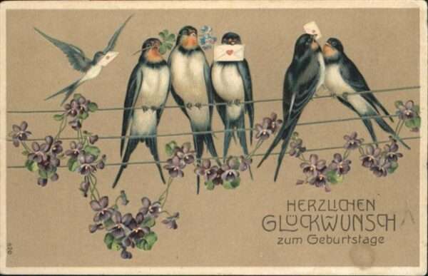 Geburtstag Vögel Blumen