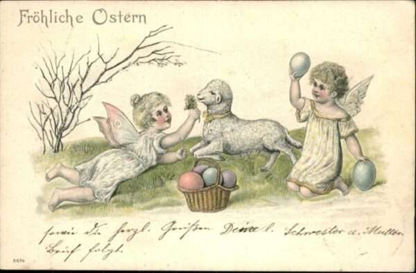 Engel Ostern Schaf Ostereier Korb