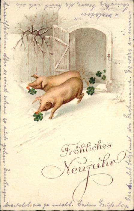 Neujahr Schweine Kleeblätter
