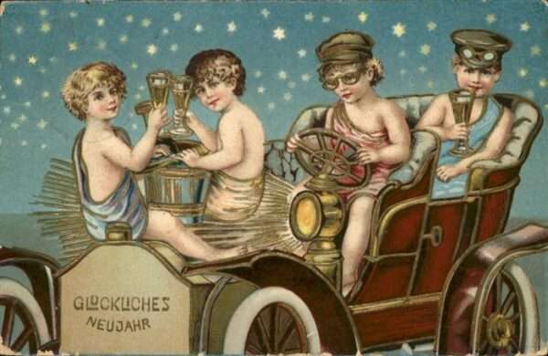 Neujahr Kutsche Kinder