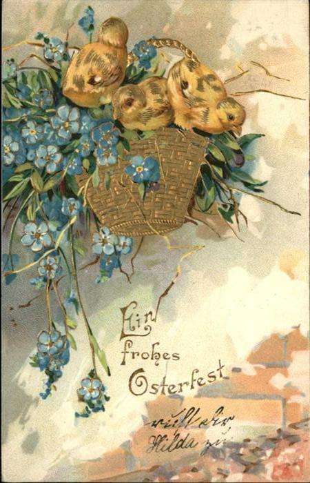 Ostern Easter Paques Küken Blumen